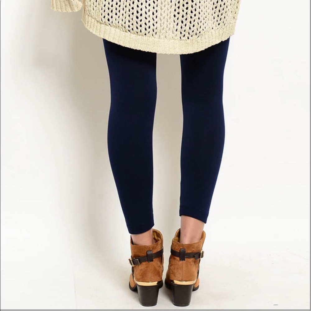 Navy Fleece Leggings - Picture 2 of 2