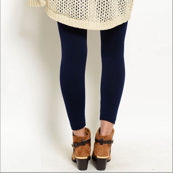 Navy Fleece Leggings - Picture 2 of 2