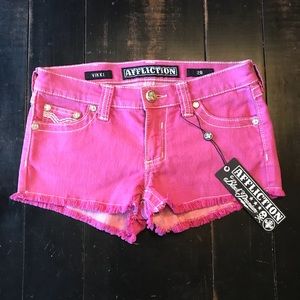 Pink Studded Affliction Shorts NWT!!