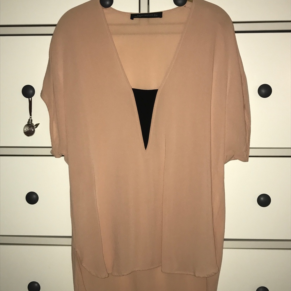 Mauve with Black center netting Sheer top