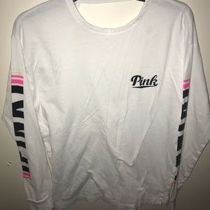 VS Pink white shirt with back cut out