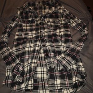 Red black white plaid flannel