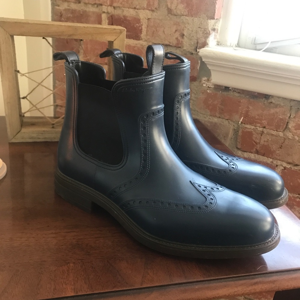 Salvatore Ferragamo - ‘Boston’ Blue Rain Boots