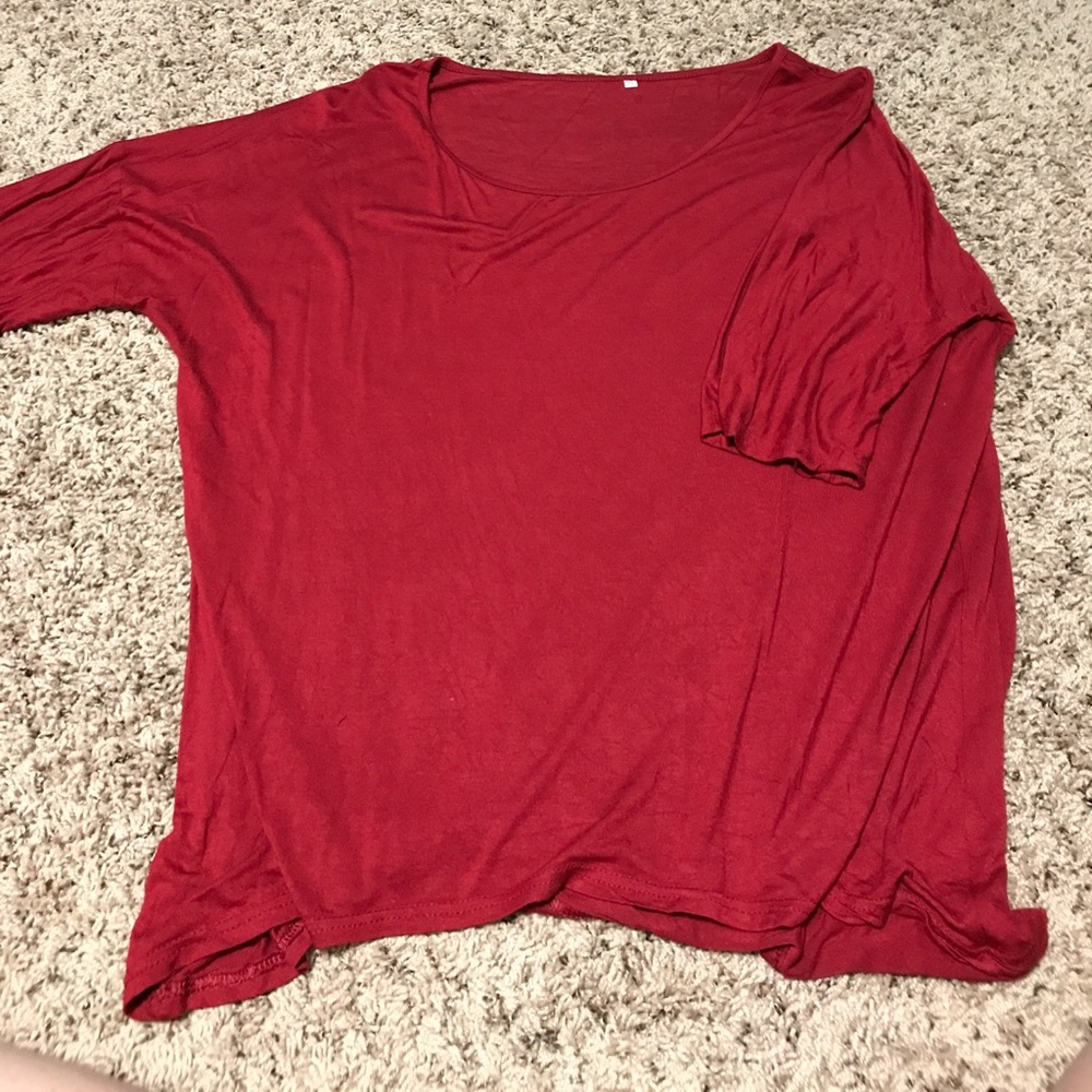 Red off the shoulder shirt