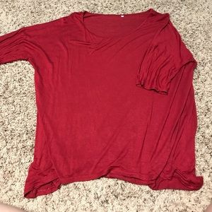 Red off the shoulder shirt