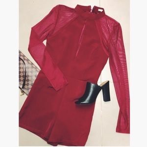 Charlotte Russe Long Sleeve Maroon Romper