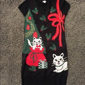 Cat Christmas sweater dress