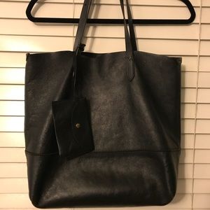 Jcrew black leather tote