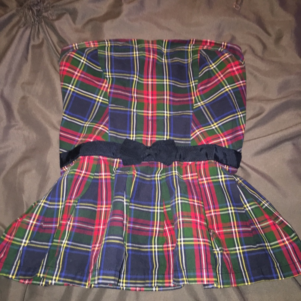 Abercrombie Xmas plaid tube top