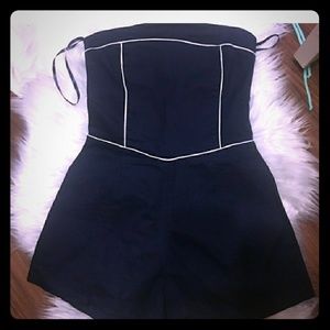 Motel Rocks Navy Strapless Sailor Romper