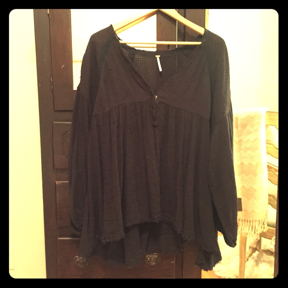 Free People black peasant top