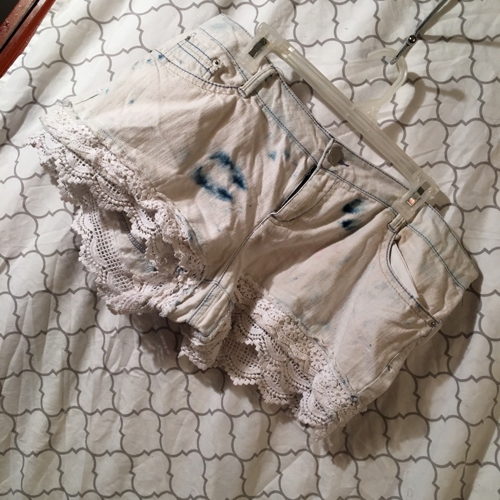 White washed denim shorts