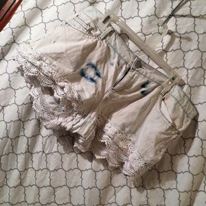 White washed denim shorts