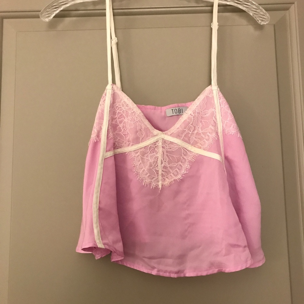Pink tobi cropped blouse.