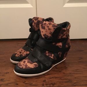 Glaze brand leopard high top wedge sneaker