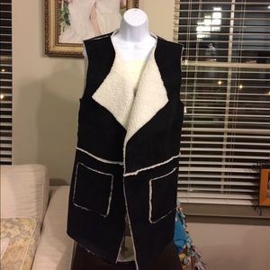 Black suede/shearling lined vest
