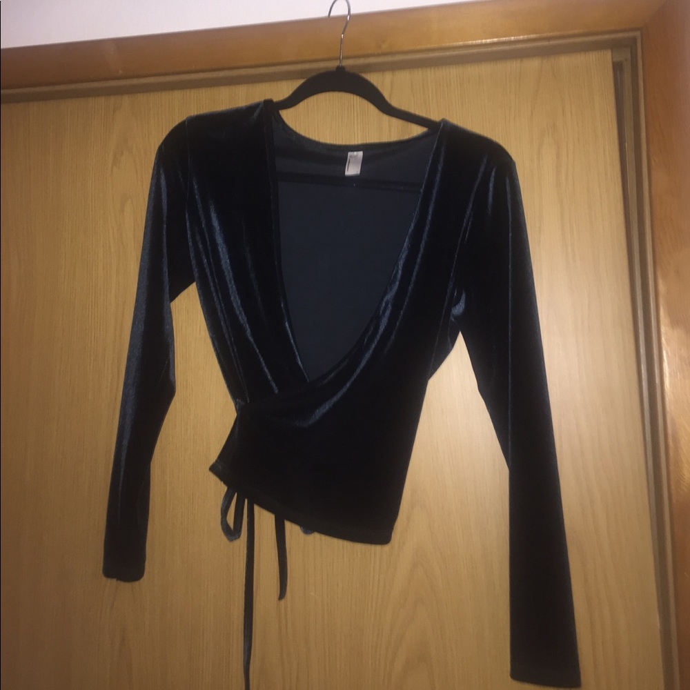 Dark green velvet wrap top from American Apparel