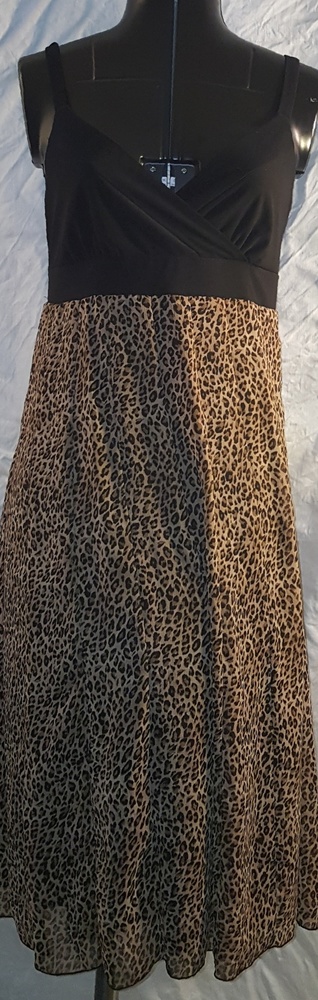 Sexy V-neck Brown Cheetah Long Dress