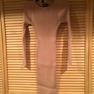 Naked Wardrobe Midi Sweater Dress Nude
