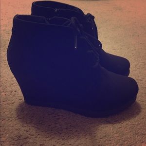 Merona suede wedge booties