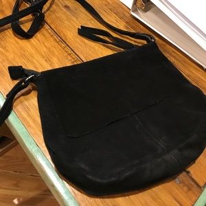 Small black suede shoulder bag