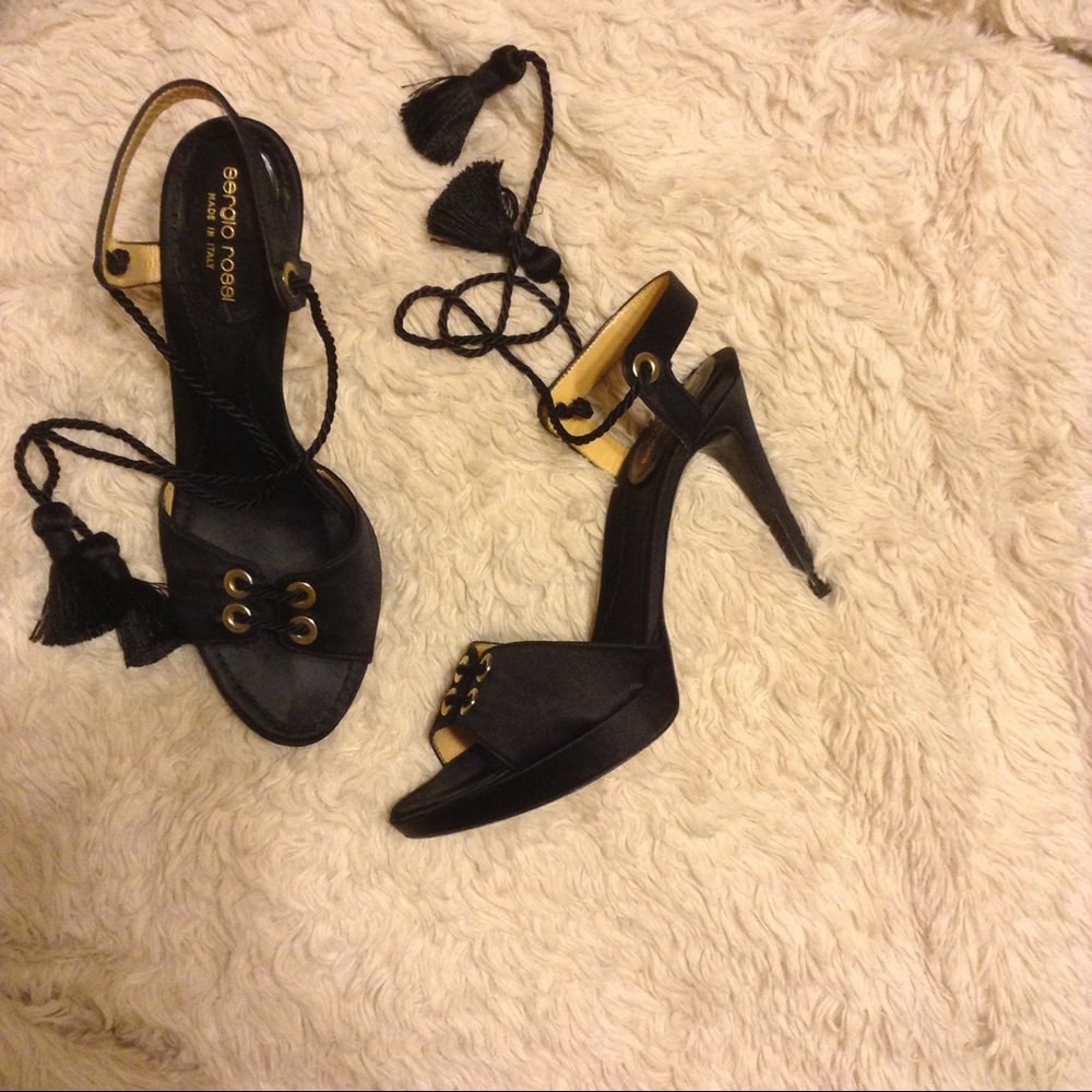 Sergio Rossi Satin Wrap Heels