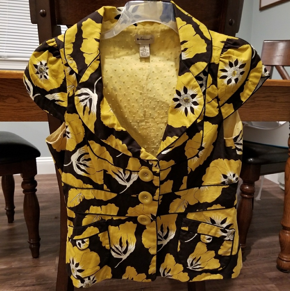 Anthropologie Elevenses Short Sleeve Blazer Sz 8