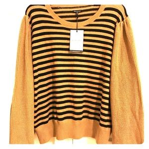 Who What Wear Striped Sweater with Balloon Sleeves