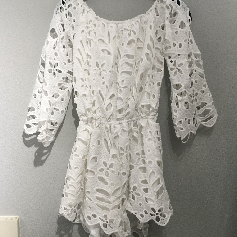 White Crochet Romper