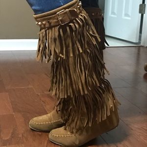 Boutique-style fringe boots