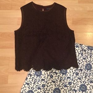 Brown lace tank blouse