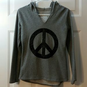 Justice Girl's Grey Hoodie w/ Sparkle Peace Design