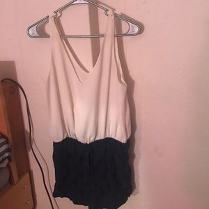 white and blue romper