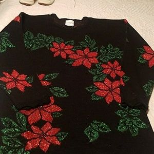 Vintage poinsettia ugly Christmas sweater