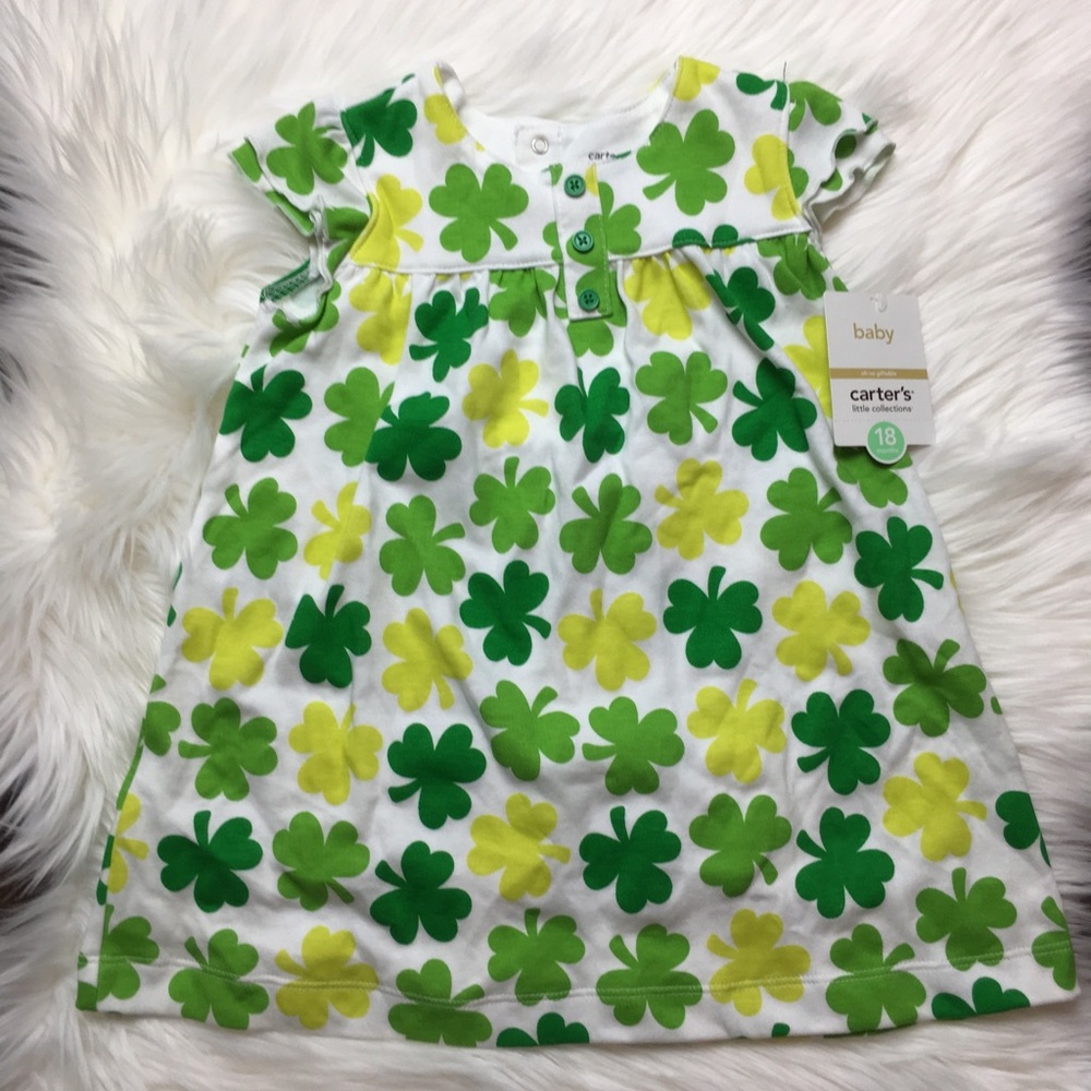 CARTERS CLOVER DRESS NWT 3 AVAILABLE 9, 18, 24 MOS