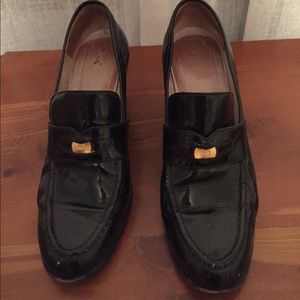 Chanel Black patent leather loafer pumps