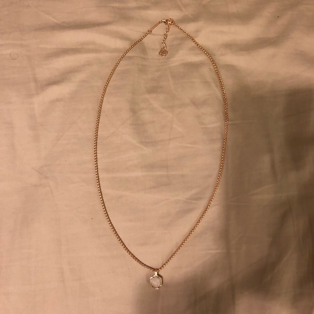 Kendra Scott Teo Long Pendant Necklace White Drusy