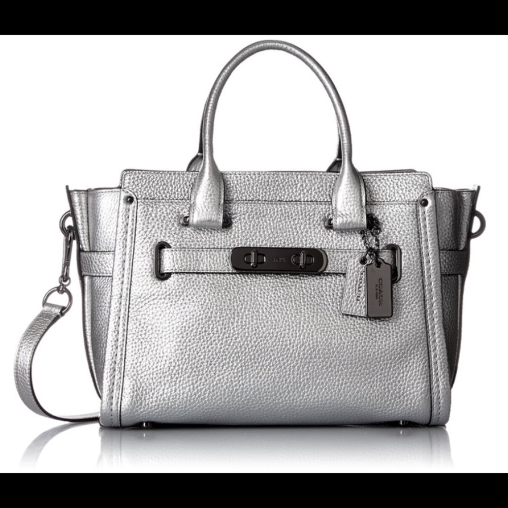Coach Pebbled leather Silver Satchel