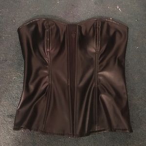 black leather corset