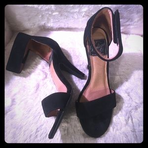 Black velvet strappy heels