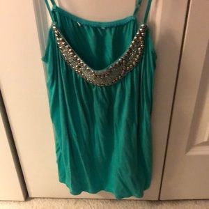 Teal Beaded Tank Top