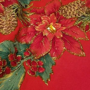 Fabulous vintage ugly Christmas sweater poinsettia