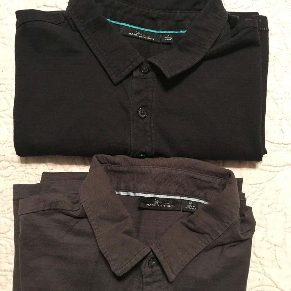 2 Marc Anthony Collared Black and Grey Mens Medium