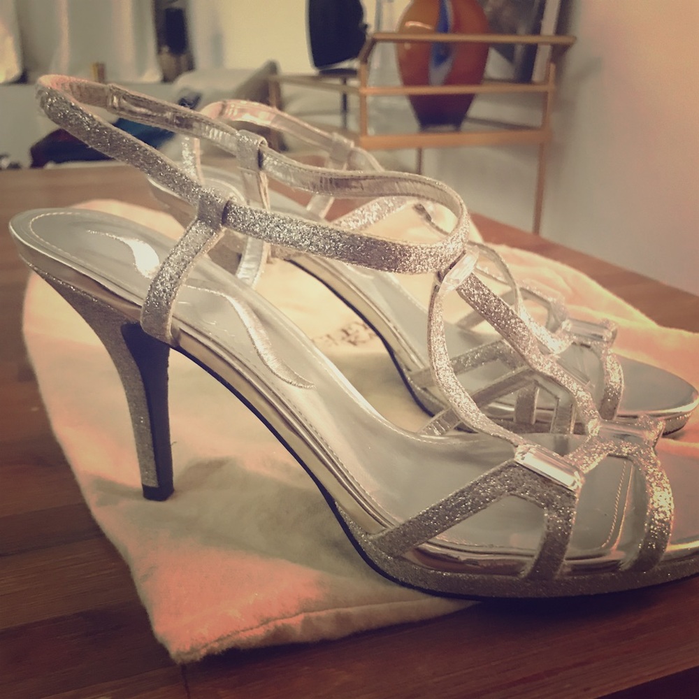Nina Silver Stone Embellished Ankle Strap Sandal