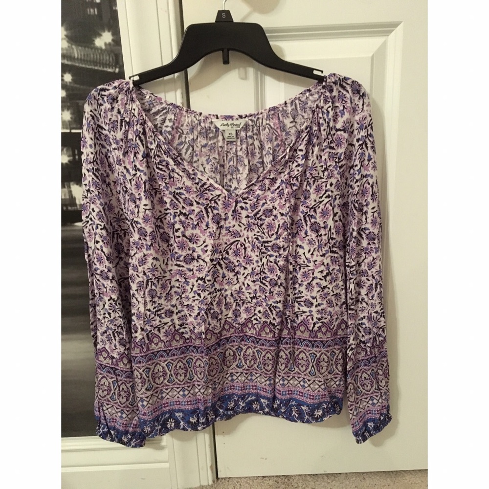 SOLD - Multicolored Lucky Brand Peasant Top