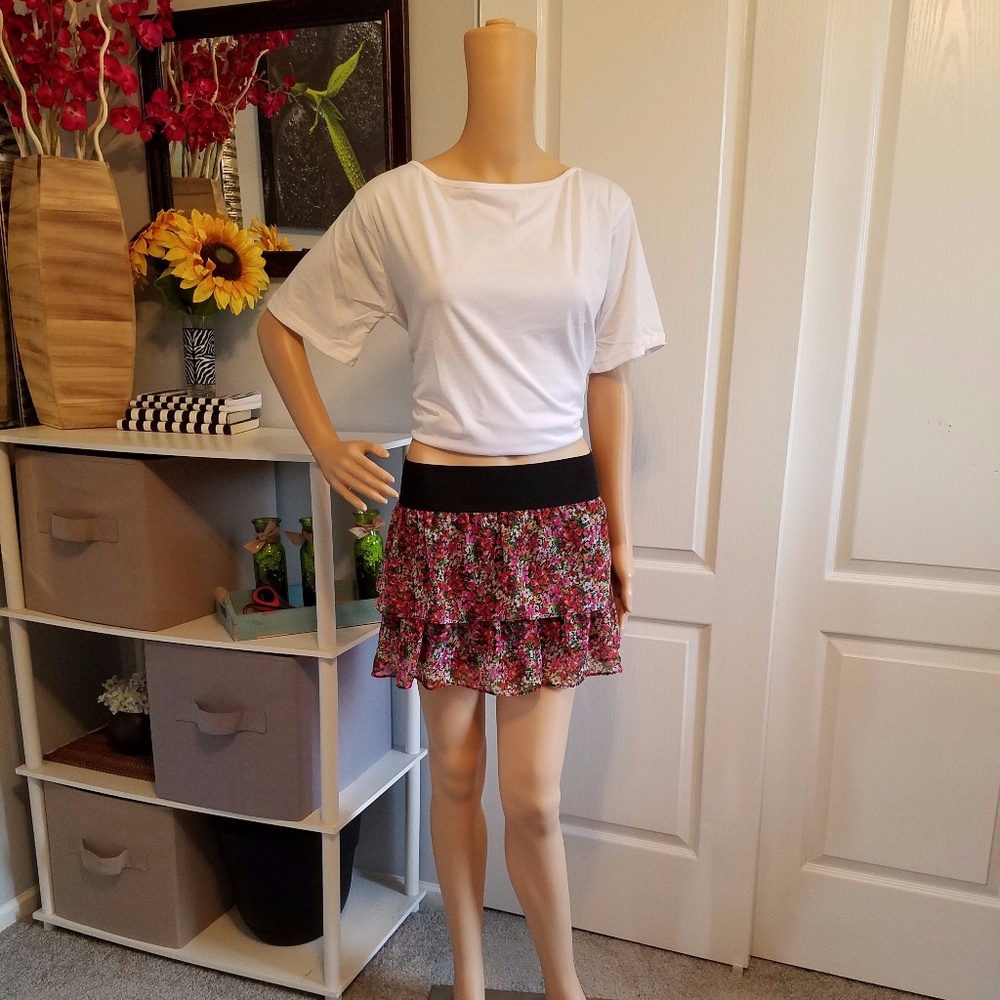 Layered, Skater skirt, floral print