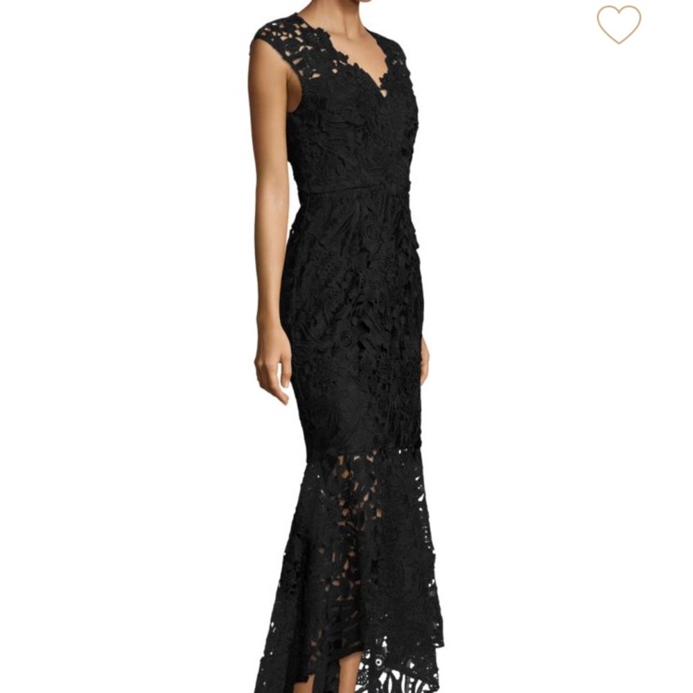 Shoshanna midnight hi-lo mermaid lace gown