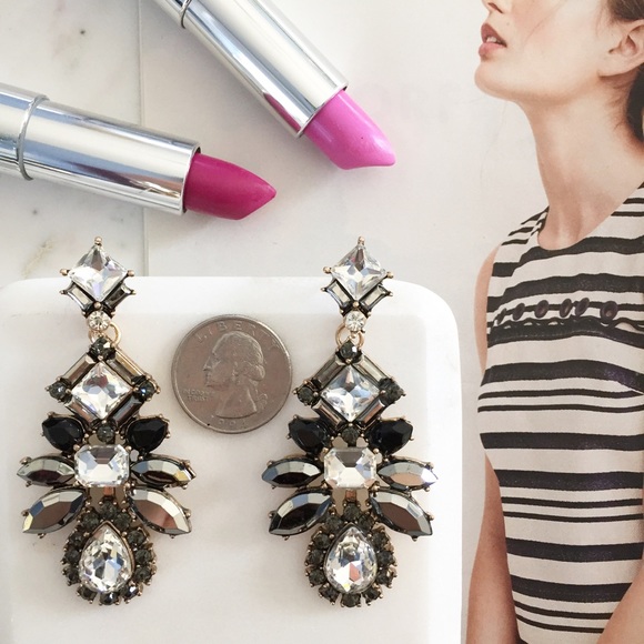 "Victoria" Earrings || Silver Crystal Statement - Picture 4 of 8