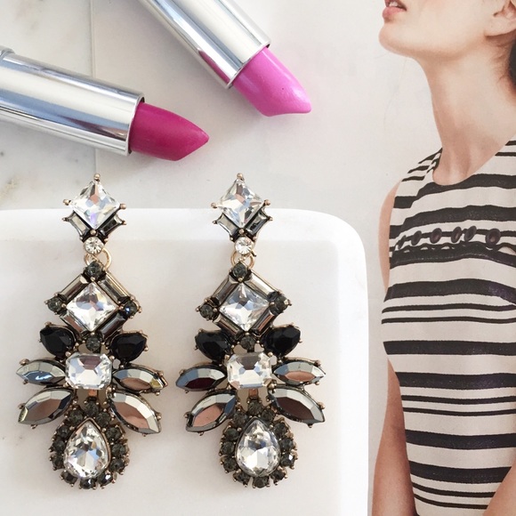 "Victoria" Earrings || Silver Crystal Statement - Picture 2 of 8