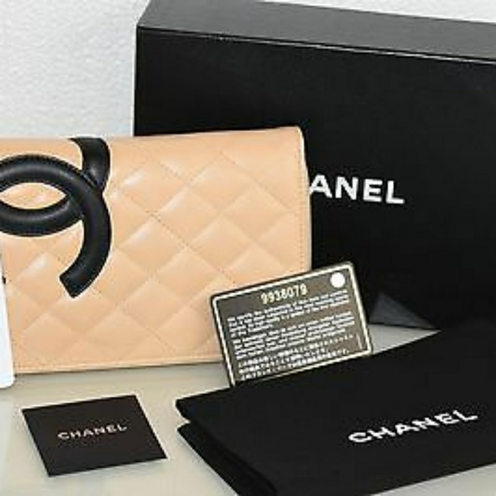 Rare Chanel Beige Black Calfskin Timeless Clutch